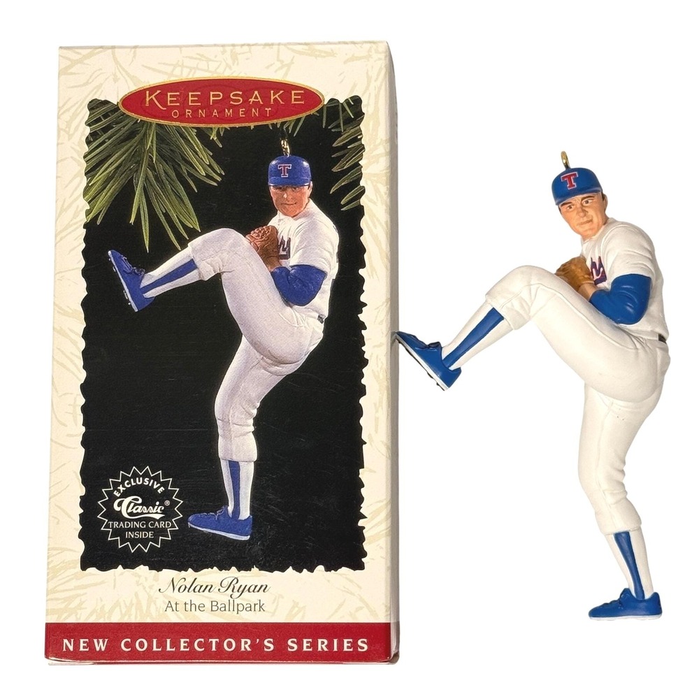 Hallmark Keepsake 1996 Nolan Ryan At the Ballpark Ornament with Trading Card
